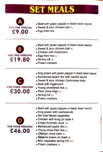 Lotus House Chinese takeaway Martock food menu
